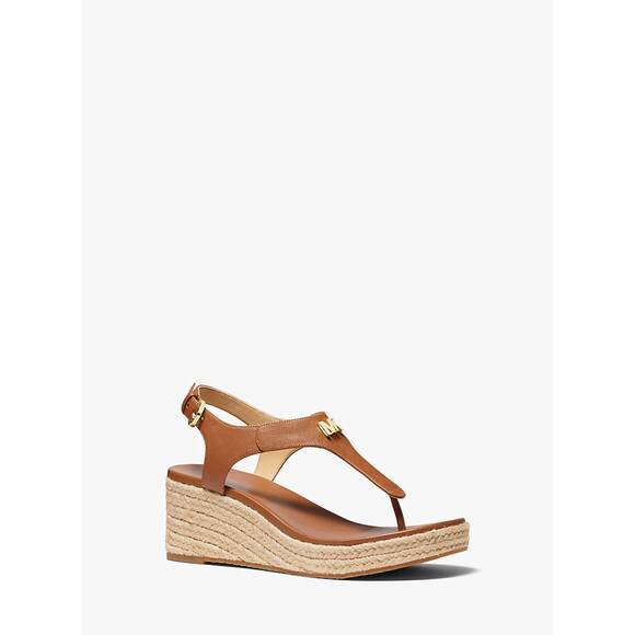 NEW MICHAEL KORS women's laney thong espadrille wedge sandals in brown